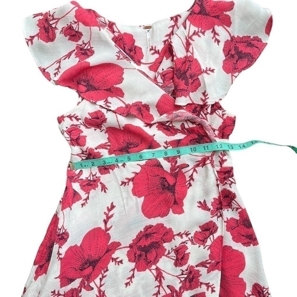 FREE PEOPLE French Quarter Cream Combo Mini Wrap Ruffle Dress Pink/White Size S - Picture 9 of 11